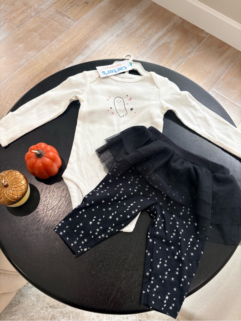 Carter's NWT White Ghost Top with Black Star Tulle Leggings - Picture 4 of 11